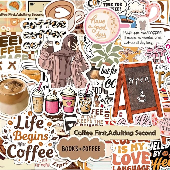 100PCS Coffee Stickers – Cute Coffee Quotes, Coffee Lover & Aesthetic Cafe - Image 5