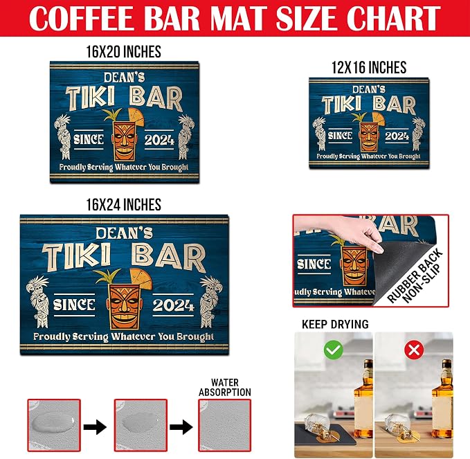 THUYPT Personalized Tiki Bar Mat, Dish Drying Mat - Image 2