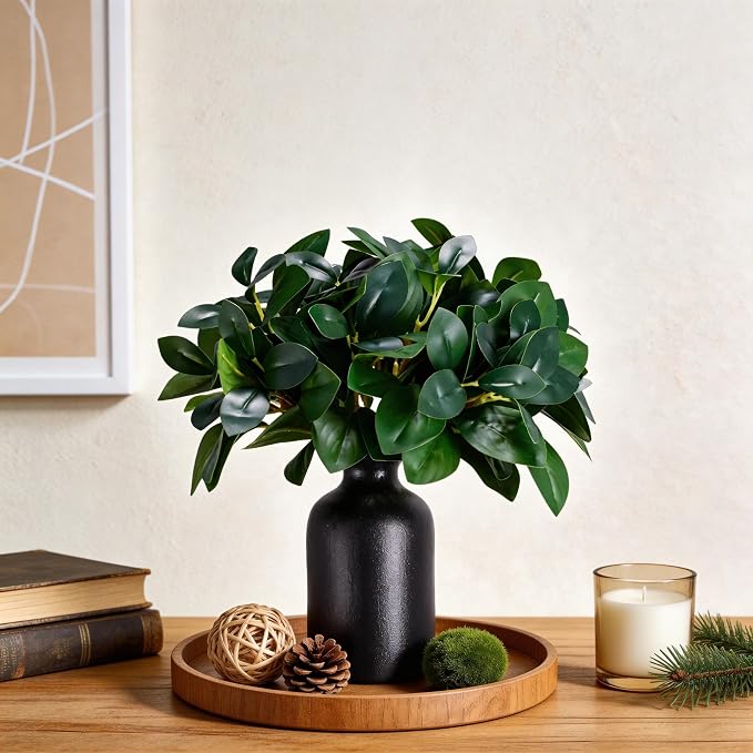 12 Inch Artificial Plant Indoor, Small Fake Plants Eucalyptus Stems - Image 2