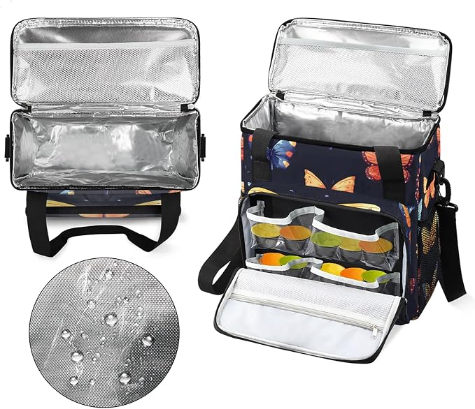 Butterflies Coffee Maker Carring Bag, Large Insulated Storage Organizer Case - Image 3
