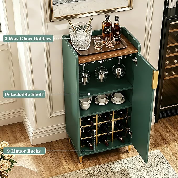 ARTPOWER Mini Bar Cabinet for Apartment, Fluted Wine Bar Cart - Image 5