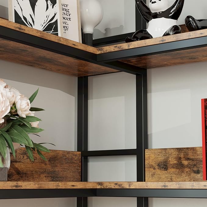 IRONCK Corner Bookshelf 6 Tiers, Industrial Corner Bookcase - Image 6