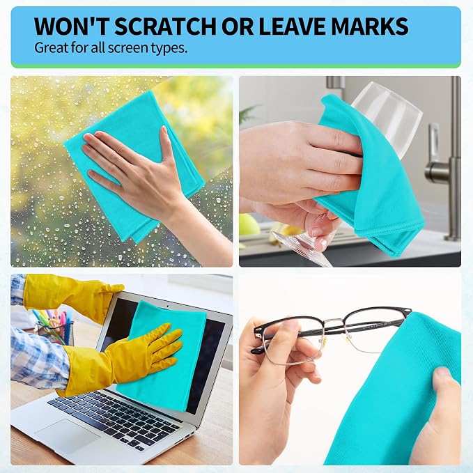 Microfiber Cleaning Cloth, 12 Pack Window Glasses Cleaning Cloth, Reusable - Image 7