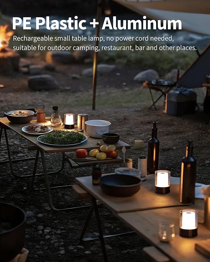 LED 4" Mini Cordless Table Lamp 2 Pack, Outdoor Waterproof Lamp, Rechargeable - Image 3