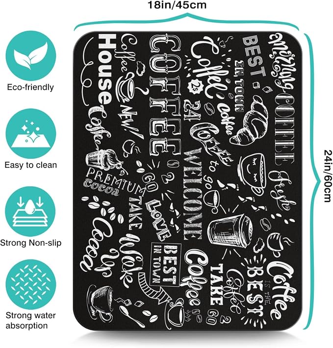 Absorbent Hide Stain Anti-Slip Coffee Bar Mat, Fit Under Coffee Machine - Image 5