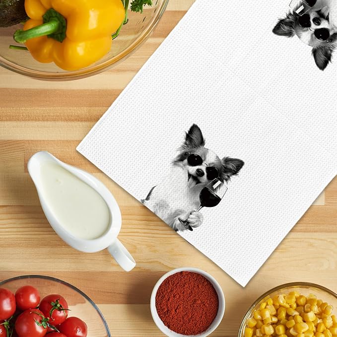 Funny Papillon Wine Kitchen Towels, Gifts - Image 5