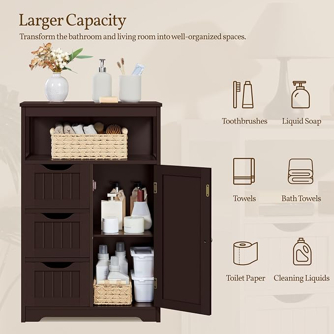Yaheetech Wood Bathroom Floor Cabinet - Image 7