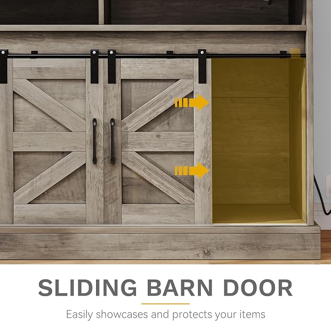 DWVO Farmhouse Buffet Cabinets, Sliding Barn Door Sideboard Cabinet - Image 6