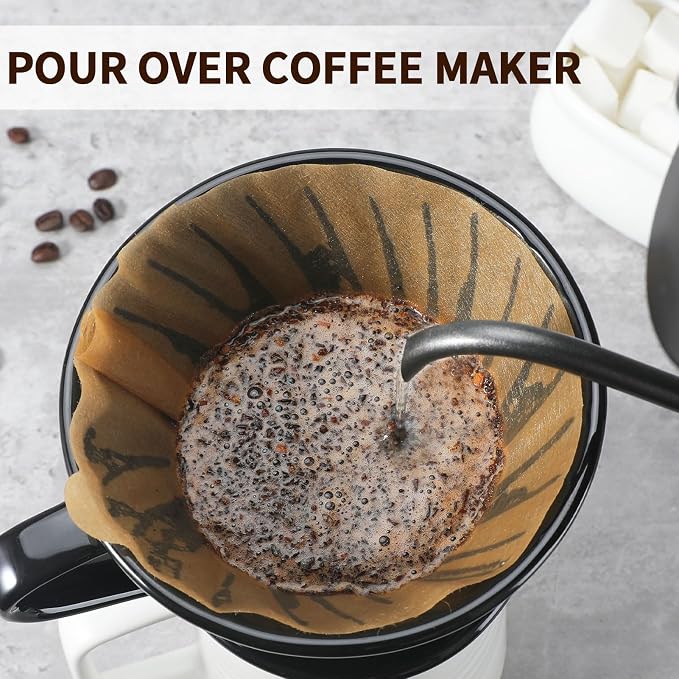 Mongdio Ceramic Pour Over Coffee Dripper, Reusable Porcelain Portable Pour Over - Image 5