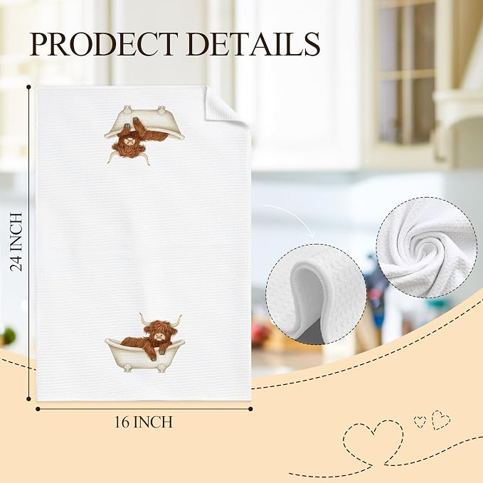 Funny Highland Cow Bathroom Hand Towels, Highland Cow Bathroom Decor, Cute - Image 2