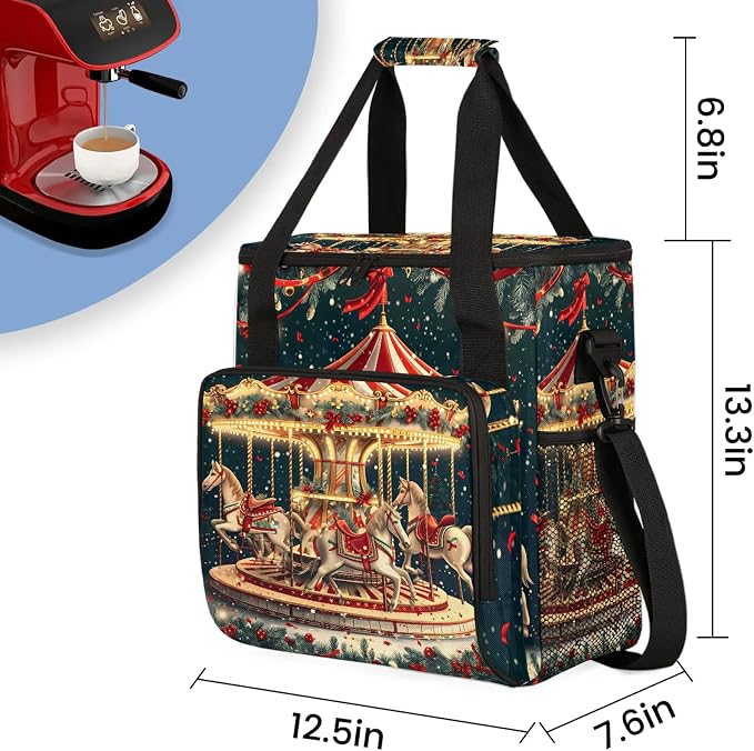 Christmas Carousel Horse Coffee Maker Carring Bag, Large Insulated Storage - Image 2