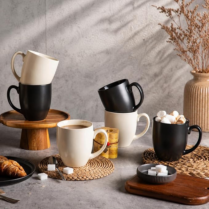 AmorArc 16oz Coffee Mugs Set of 6, Large Ceramic Coffee Mugs - Image 8