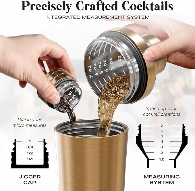 BARE BARREL Insulated Cocktail Shaker Set | Double Wall Stainless Steel | - Image 5
