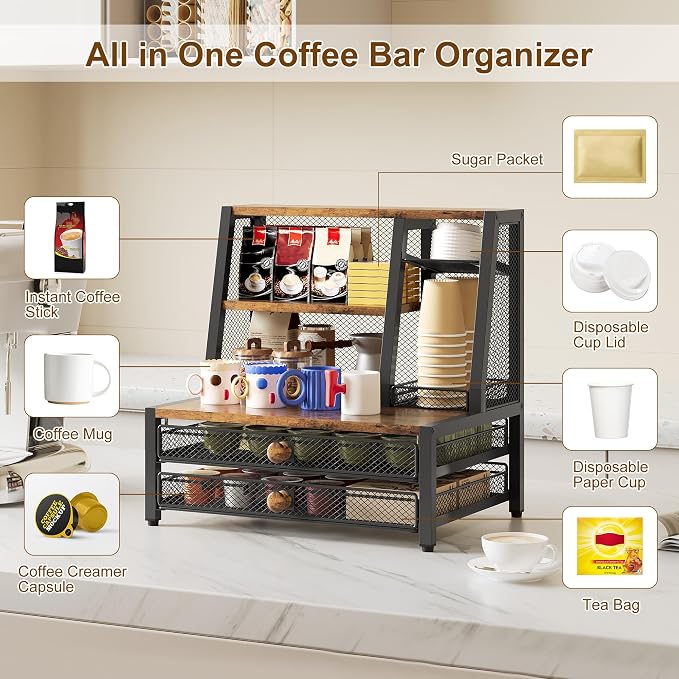TQVAI Coffee Bar Organizer, Maximize Small Countertop Space, 70 Standard - Image 2