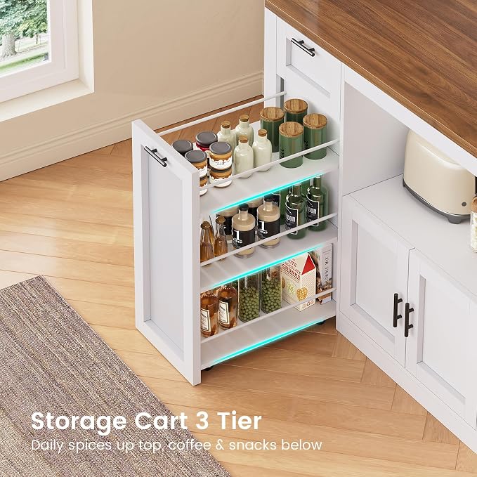 Itaar 71" Pantry Cabinet with Charging Station and LED Light, Kitchen Pantry - Image 6