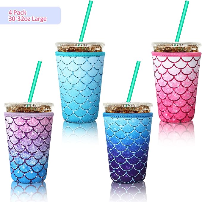 Patelai 4 Pieces Reusable Iced Coffee Sleeve Cup Insulator - Image 2