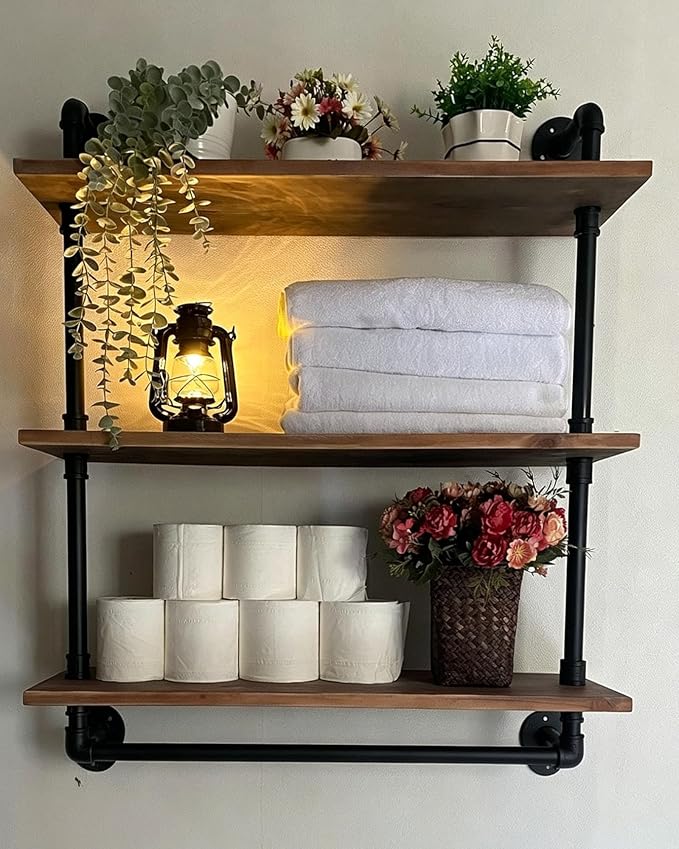 ROGMARS Industrial Floating Pipe Wall Shelves by 100RealSolidWood