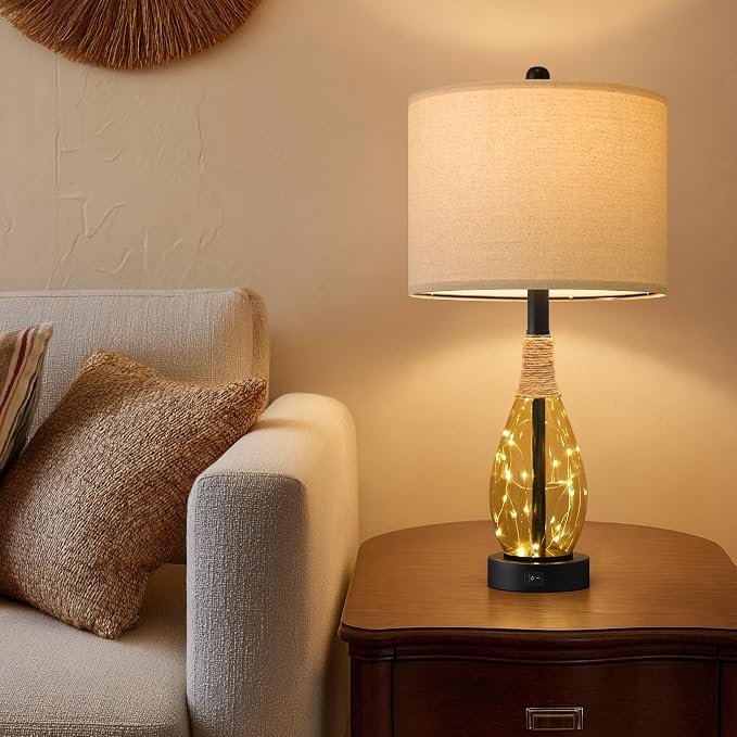 OYEARS 23" Table Lamps for Living Room Set of 2 Bedside Lamps for Night Stands - Image 4