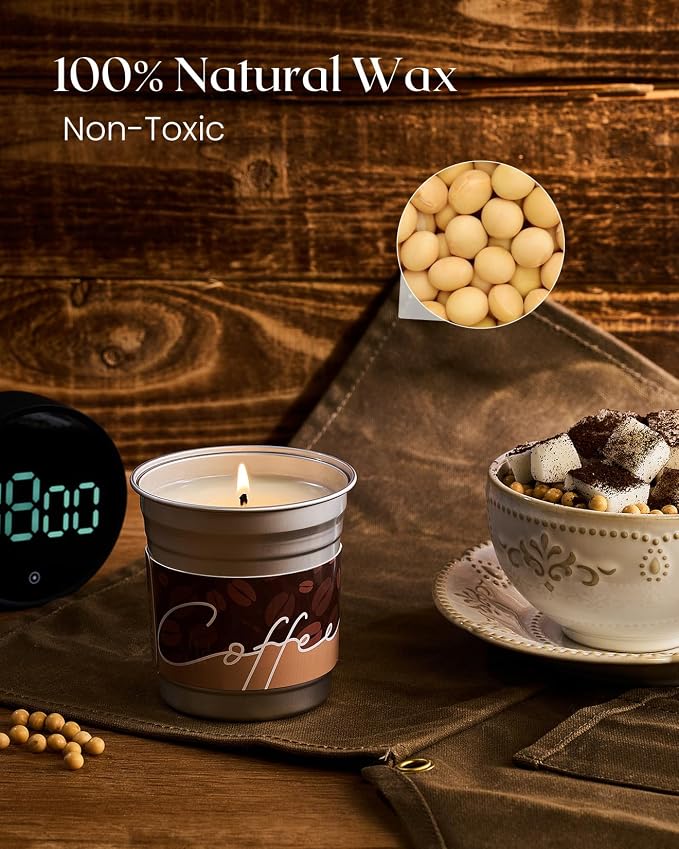 M&SENSE Coconut Latte Scented Candle, Soy Wax 7oz | 42 Hours Long Lasting - Image 3