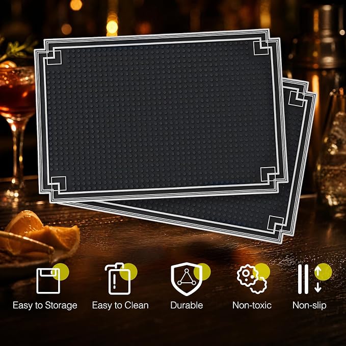 Drydiet 2 Pcs 18 x 12 Inch Rubber Bar Mat, Non Slip Spill Mat - Image 3