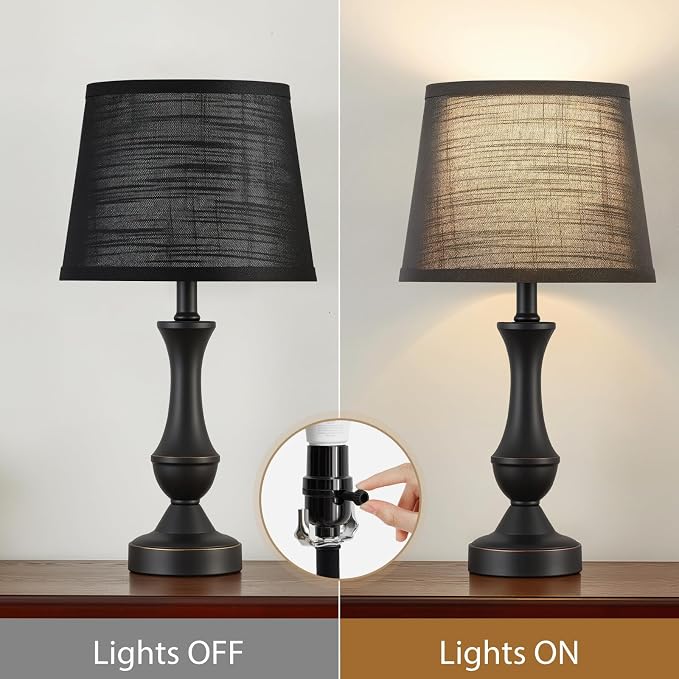 Luvkczc Table Lamp Set of 2, Linen Shade Desk Lamps - Image 4