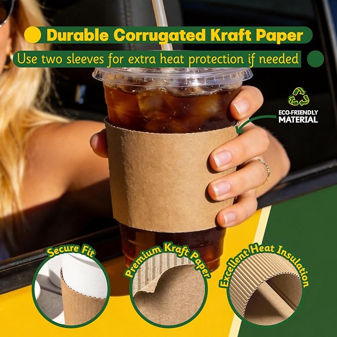 1000 Pack Coffee Cup Sleeves for Hot & Cold Drinks | Extra Thick Disposable - Image 4
