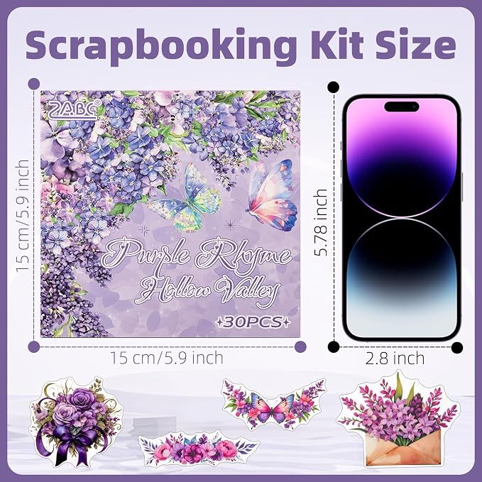 Purple Garden Scene Theme Sticker Scrapbooking Supplies - Image 6