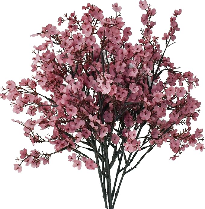 Mandy's 6 Bundles Artificial Dusty Pink Baby’s Breath Flowers | 18.5 Inch Silk by Mandys