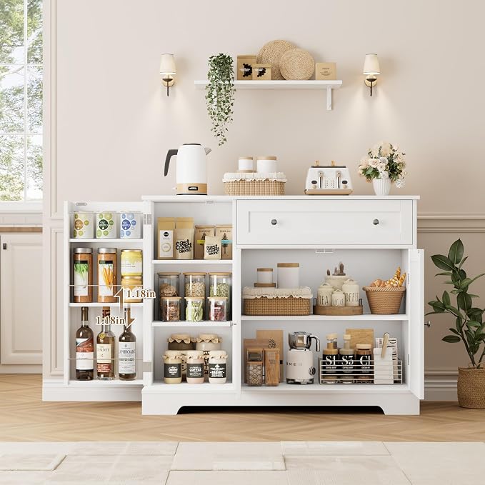 HOSTACK Buffet Cabinet with Storage, Modern Sideboard Buffet with Doors - Image 4