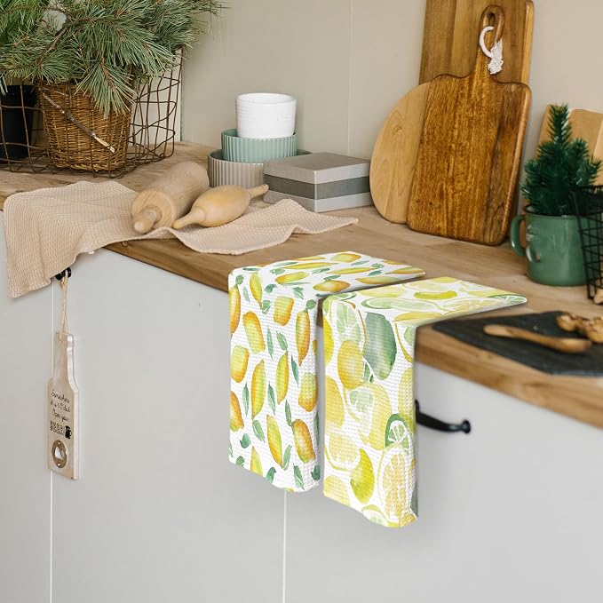 Summer Lemon Kitchen Dish Towels 16x24 Inch Set of 2, Summer Seasonal Holiday - Image 2