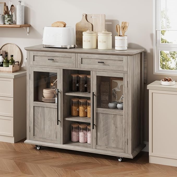 Mobile Storage Island, 2-Tier Rolling Kitchen Cart by Tedyle