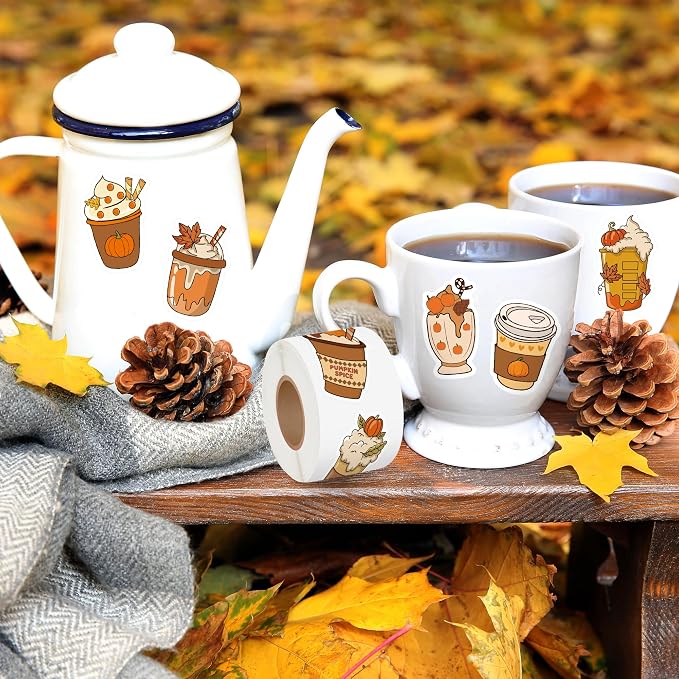 Haooryx Fall Coffee Sticker Roll - Image 4