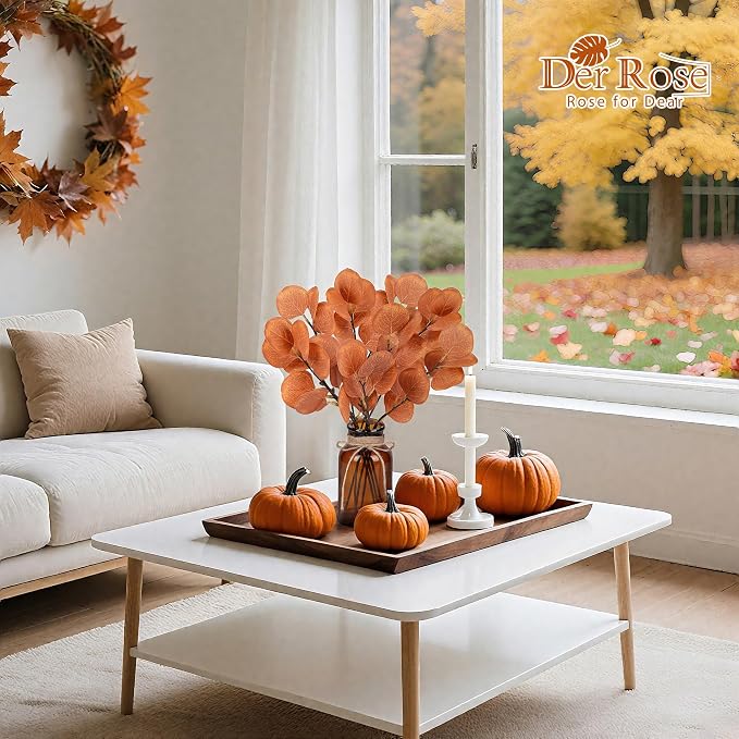 Der Rose 13.5" Fake Plants for Fall Bathroom Decor Autumn Artificial Eucalyptus - Image 4