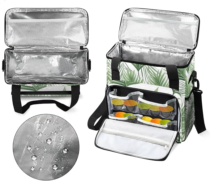 Tropical Leaves Jungle Palm Leaf Coffee Maker Carring Bag, Large Insulated - Image 3
