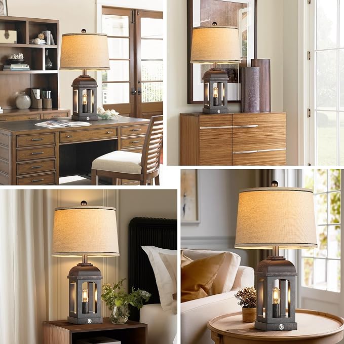 QiMH Table Lamp for Living Room, Farmhouse Lamps Set of 2 - Image 7