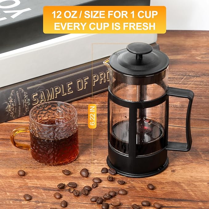 Chiallco Mini French Press Coffee Maker, Heat Resistant Thickened Borosilicate - Image 5