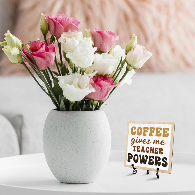 Coffee Sign Desk Decor, Coffee Gives Me Teacher Powers Sign - Image 3