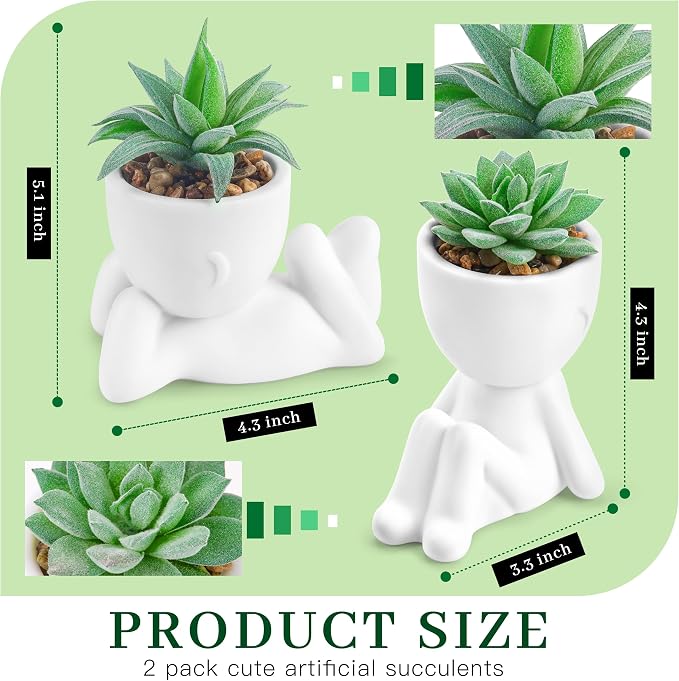 Der Rose Set of 2 Fake Plants Artificial Succulent Plants - Image 2