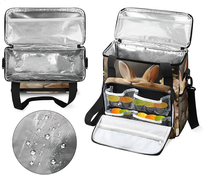 Cute Bunny Easter Eggs Coffee Maker Carring Bag, Large Insulated Storage - Image 3