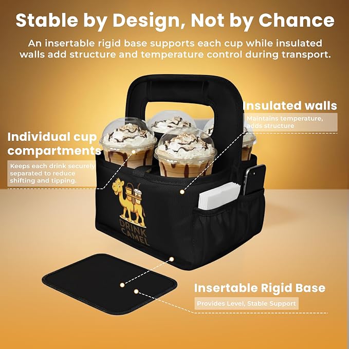 Reusable Drink Carrier with Handle – Durable No-Spill Insulated & Collapsible - Image 3