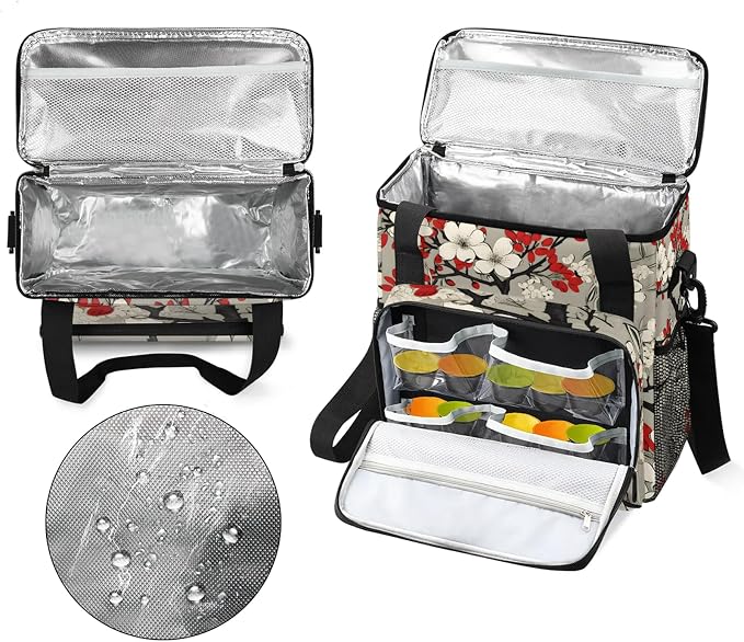 Japanese Cherry Blossom Coffee Maker Carring Bag, Large Insulated Storage - Image 3