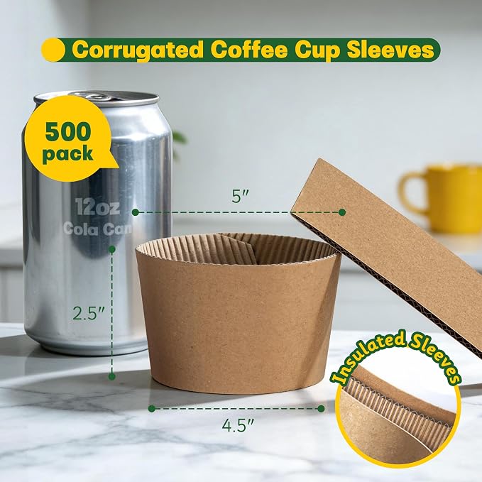 500 Pack Coffee Cup Sleeves for Hot & Cold Drinks | Extra Thick Disposable - Image 2