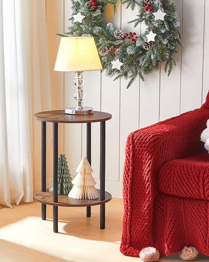CHOEZON Round Side Table, 2-Tier End Table, Small Round Nightstand - Image 9