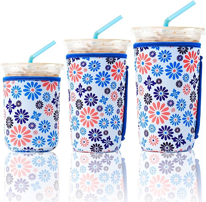 KJQJLY 3 Pack Reusable Iced Coffee Sleeves by KJQJLY