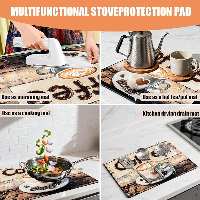 28"x20" Anti-Slip Electric Stove Top Cover Coffee Foldable Heat-Resistant Glass - Image 3