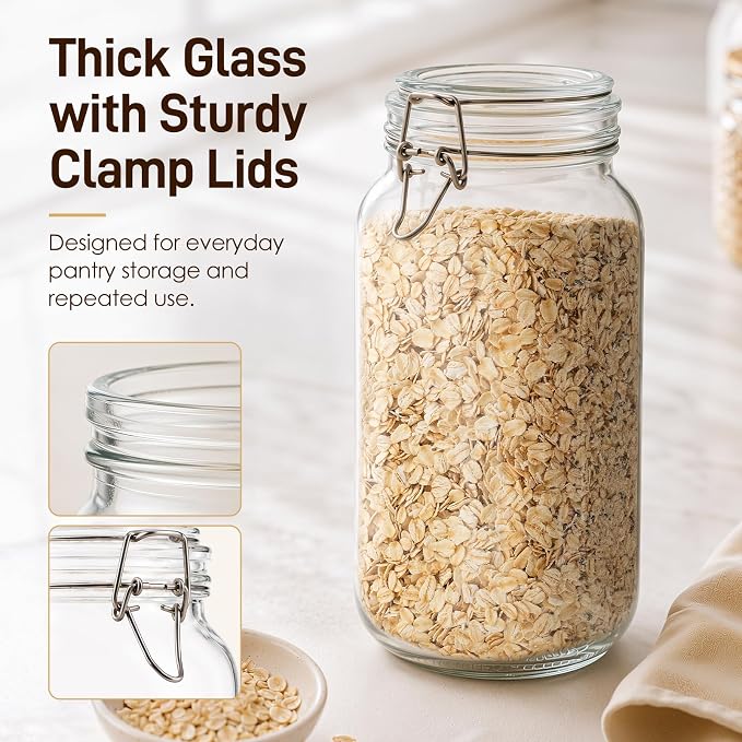 GOSCHE 78oz Glass Jars with Airtight Lids, 3 Pack Square Glass Storage - Image 4