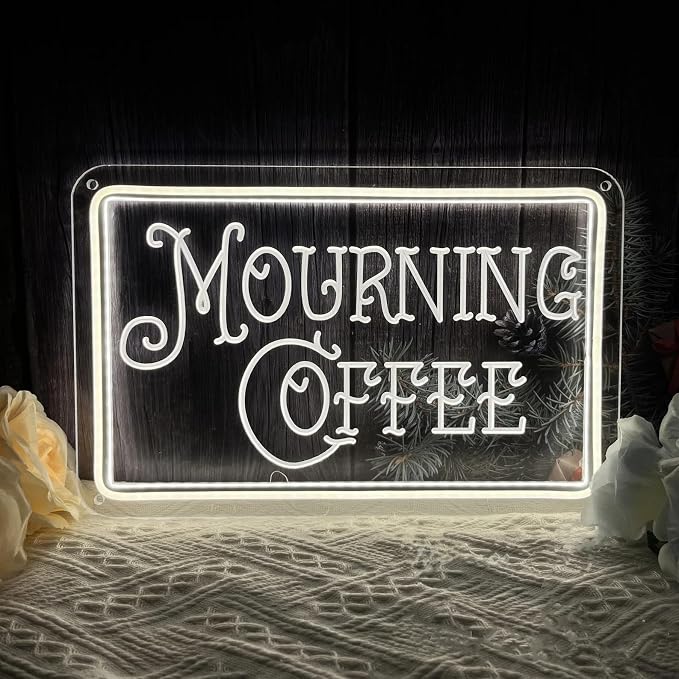 Mourning Coffee Neon Sign Gothic Coffee Bar Neon Light Dimmable LED Light Up - Image 5