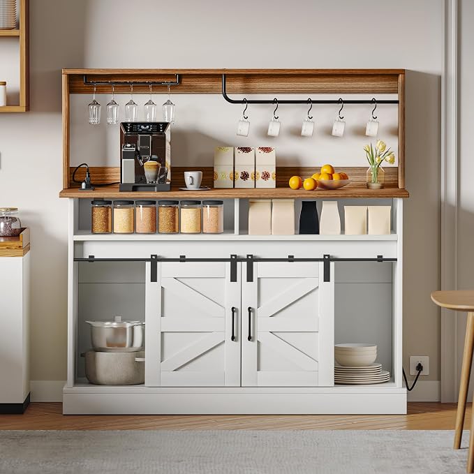 DWVO Farmhouse Buffet Cabinets, Sliding Barn Door Sideboard Cabinet by DWVO
