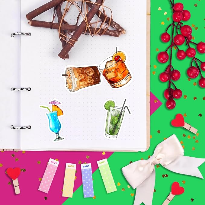 100Pcs Cocktail Stickers for Water Bottle and Laptop - Image 7