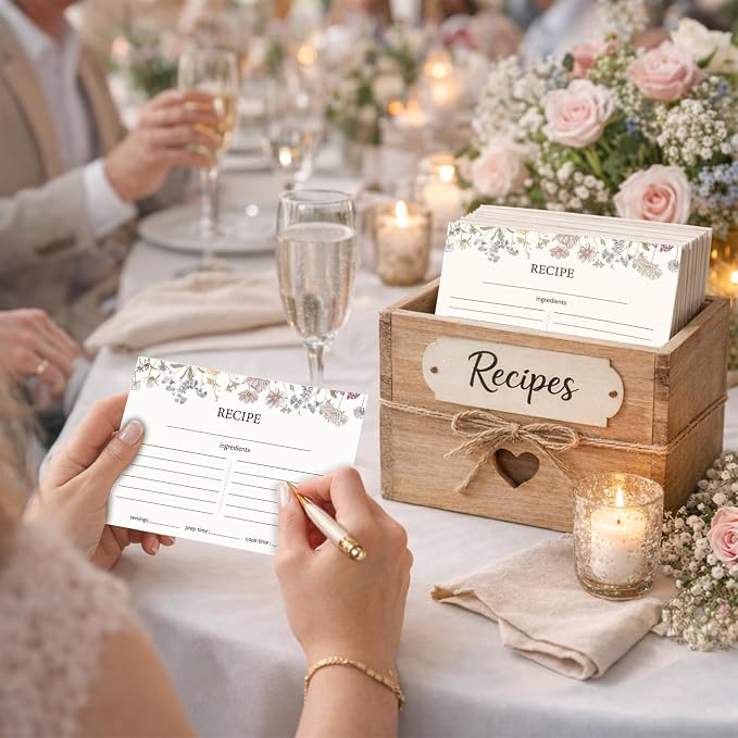 100 Pieces 4x6 Recipe Cards for Wildflower Bridal Shower Weeding Christmas - Image 5